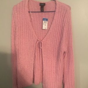 Y2K inspired Pink Tie Front Cardigan